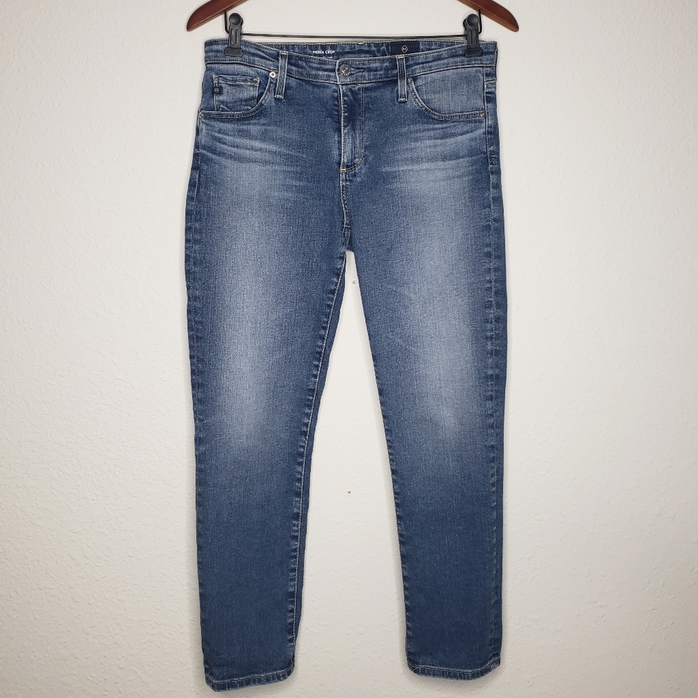 AG Adriano Goldschmied Cotton Prima Cigarette Crop Jeans Size 28 R Blue Stretchy